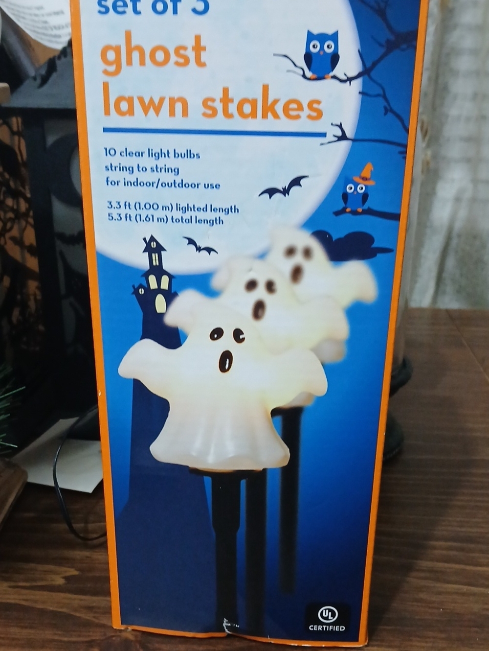 Ghost Lawn Stakes String Lights - White Halloween Yard Decor